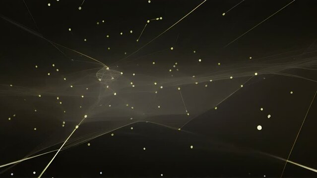 abstract background with an animation of glowing lines and dots in a dark space, potentially used as a background for a science or technology presentation or as a visual element in a music video