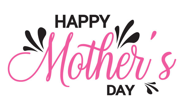 Happy Mother's Day elegant hand written lettering . Modern calligraphy isolated on white background. Black ink inscription. Typography composition for greeting card or poster design. Vector. EPS 10