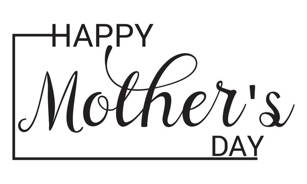 Happy Mother's Day elegant hand written lettering . Modern calligraphy isolated on white background. Black ink inscription. Typography composition for greeting card or poster design. Vector. EPS 10