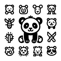 Cute Panda Icon Vector