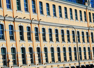 Row of windows in perspective building background