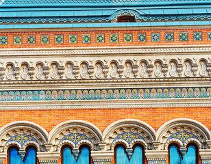 Detailed Russian classic architecture exterior decoration elements backdrop