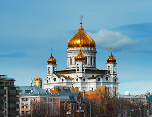 Orthodox temple church in central Moscow architecture - obrazy, fototapety, plakaty