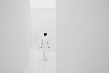Fototapeta premium a doctor in a white lab coat against a white backdrop,