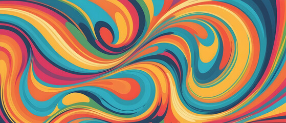 Fototapeta premium Y2k aesthetic. Groovy hippie backgrounds. Waves, swirl, twirl pattern. Twisted and distorted in trendy retro psychedelic style.