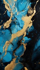 Gold, black, and blue marble background