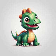 Cute dinosaur cartoon Logo Design Very Cool