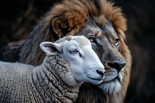 a lion and a sheep