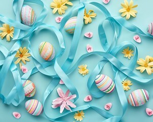 Generate a conundrum of copy space where words are intertwined with symbolic Easter symbols