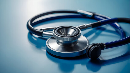 Stethoscope: Diagnostic Tool for Medical Doctors on Blue Health Science Laboratory Background