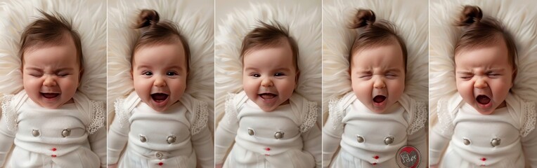 A series of pictures of a baby yawning