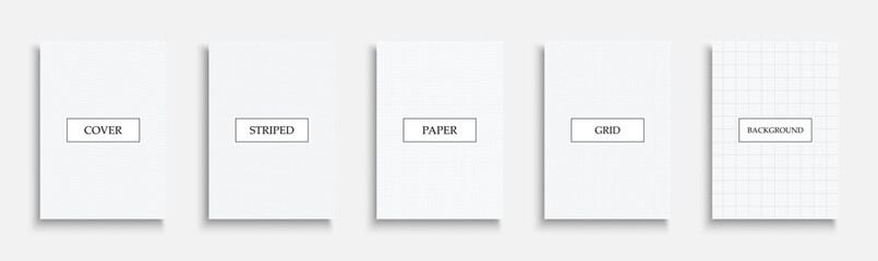 Collection of vector paper texture templates, posters, placards, brochures, banners, flyers, backgrounds and etc. Contemporary abstract grid line covers - geometric monochrome design