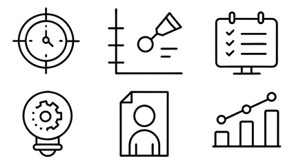 action-plan-flat-icons-set--goal--team--timeline vector illustration