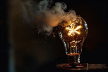 a light bulb with smoke coming out of it - Powered by Adobe
