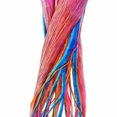 Obraz na płótnie Canvas Skeletal muscle fibers, individual strands highlighted, against white