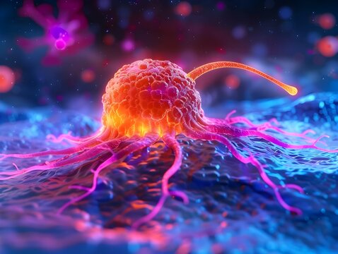 Powerful Natural Killer Cell Equipped with Glowing CAR Receptor Ready to Attack Cancer Cell