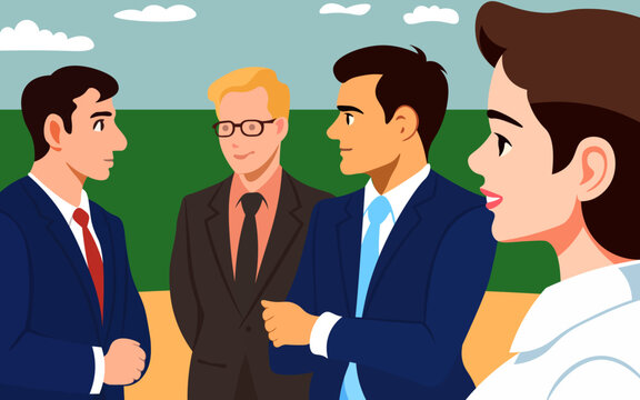 Businessmen communicate warmly about an agricultural deal and look forward to the decisions made. closeup side face