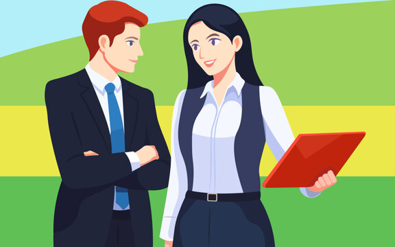 A couple of managers talking about business