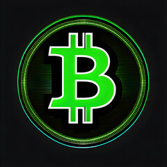 Green Neon Bitcoin Icon: Illuminate Your Crypto Journey with Vibrant Style(Generative AI)