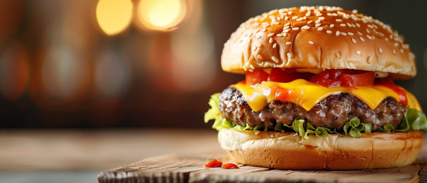 Hamburger photography for advertising banner.