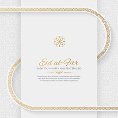 Eid al Fitr ornamental greeting card with Arabic pattern and decorative border frame