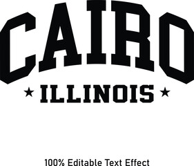 Cairo text effect vector. Editable college t-shirt design printable text effect vector