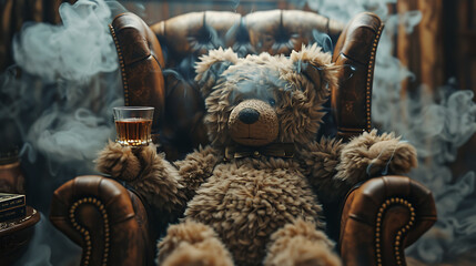teddy bear with whiskey