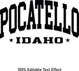 Pocatello text effect vector. Editable college t-shirt design printable text effect vector