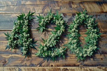The number 420 spelled out in cannabis marijuana leaves - 773193930