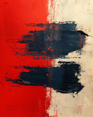 Abstract Brushstrokes in Red and Black on White Background