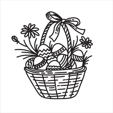 happy easter with decorated eggs background beautiful design vector illustration