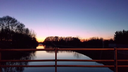 Sunset from a water dam, Belgium