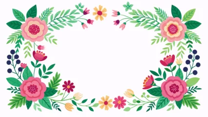 Verduisterende rolgordijnen Bloemen floral-border-frame-whit-background-vector-illustration 