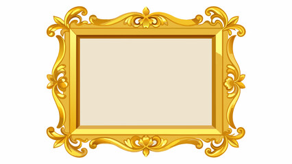 golden-picture-frame--isolated-on-white-vector