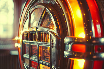 A vintage style shot of an old jukebox with italian and international hits - obrazy, fototapety, plakaty
