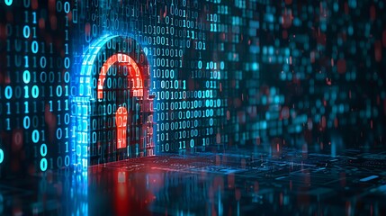 Obraz premium Cyber Security Lock in the digital background Data Protection Business Privacy concept AI generated