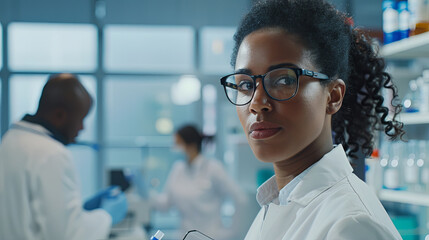 An image capturing a pharmacist coordinating a clinical trial working closely with patients and medical professionals