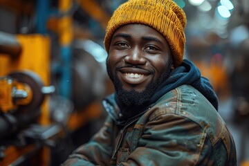 Portrait of a middle aged worker during his shift in a factory