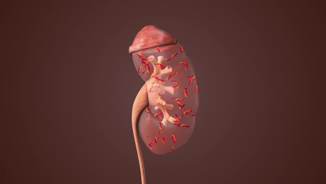Female kidney and urinary tract medical animation
