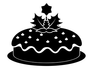 christmas cake single silhouette vector art drawing and tattoo design