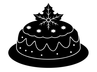 christmas cake single silhouette vector art drawing and tattoo design