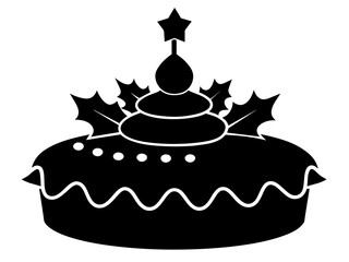 christmas cake single silhouette vector art drawing and tattoo design