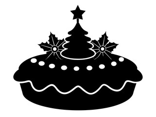 christmas cake single silhouette vector art drawing and tattoo design