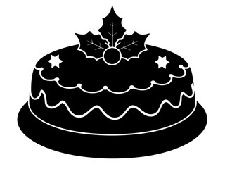 christmas cake single silhouette vector art drawing and tattoo design