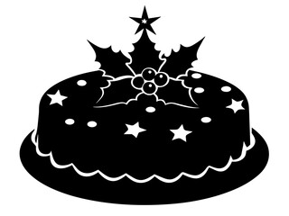 christmas cake single silhouette vector art drawing and tattoo design