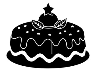 christmas cake single silhouette vector art drawing and tattoo design