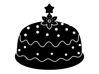 christmas cake single silhouette vector art drawing and tattoo design