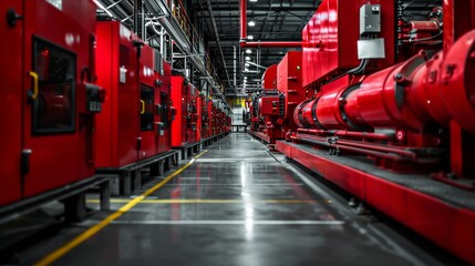 Industrial strength and red machinery at work