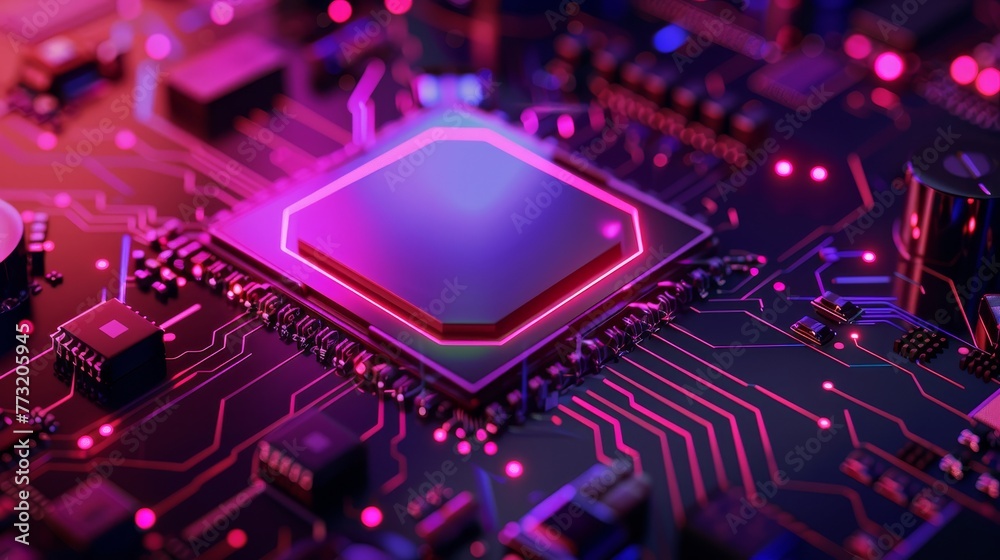 Poster Technology develops electronic devices on microchips or microprocessors on motherboards or circuit boards. Artificial intelligence.