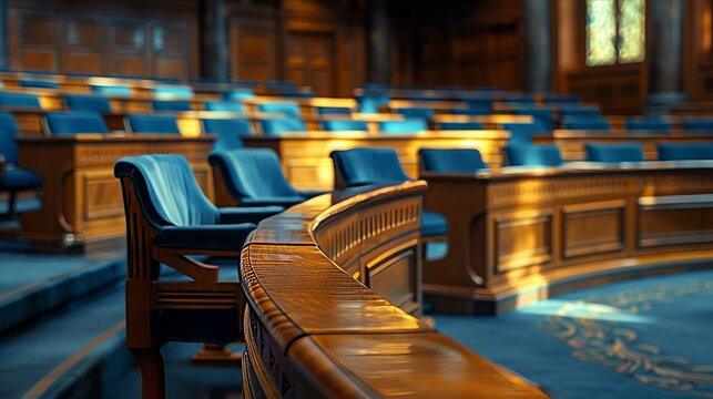 Classical council chamber with curved seating arrangement